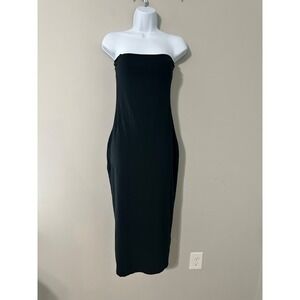 HATCH THE BODY MATERNITY BAMBOO STRAPLESS MIDI DRESS BLACK EUC SIZE M